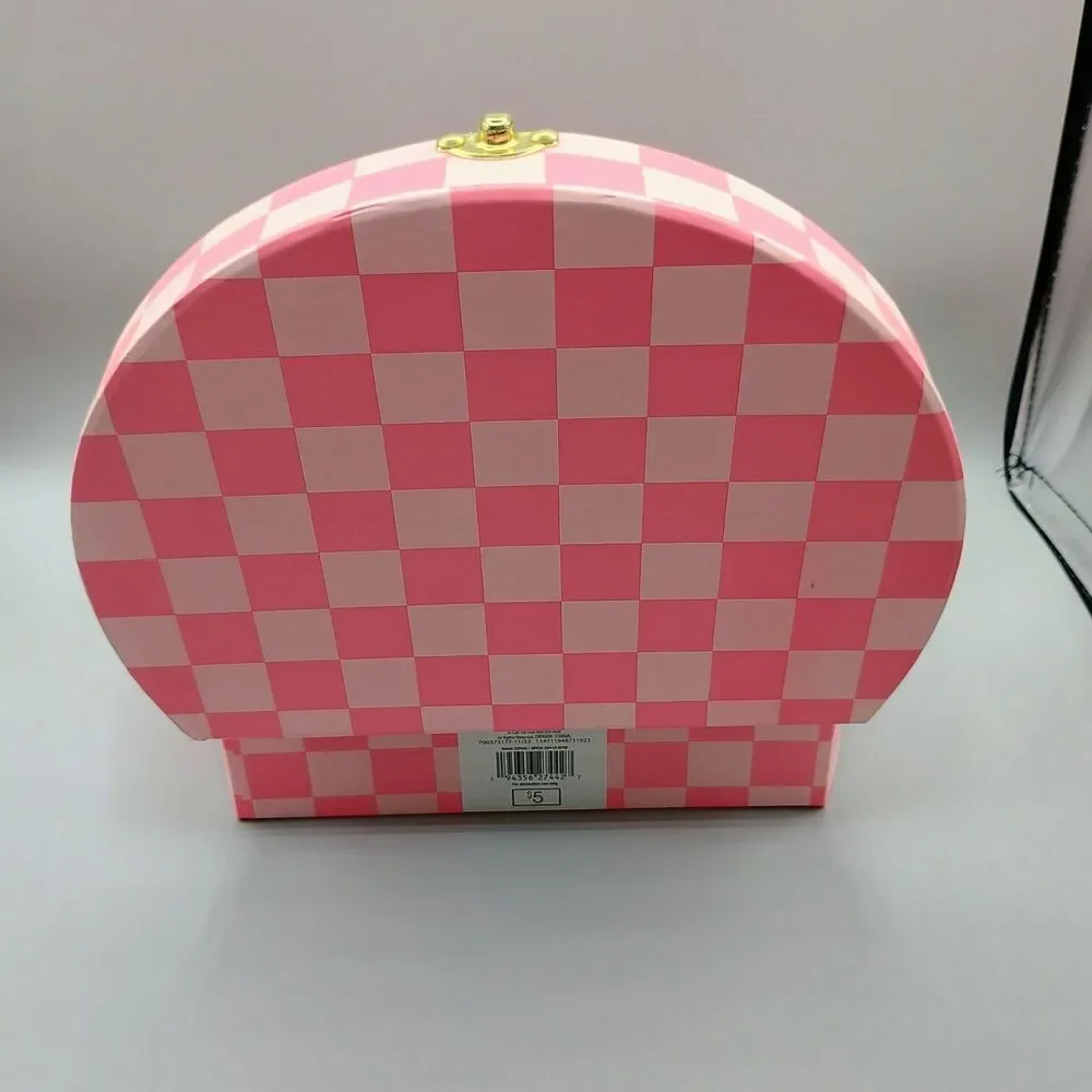 Small Novelty Suitcase Pink/White Checkered Target Bullseye Playground 2024